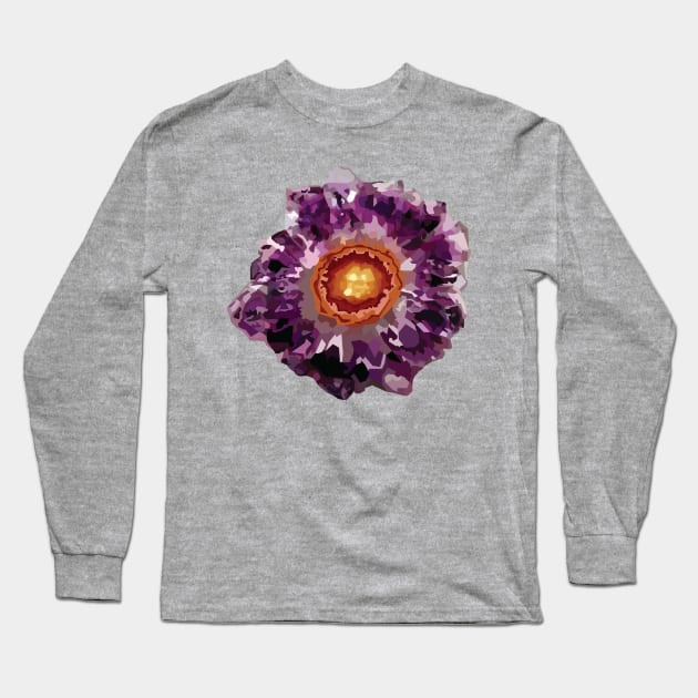 Purple Geode Long Sleeve T-Shirt by aecdesign